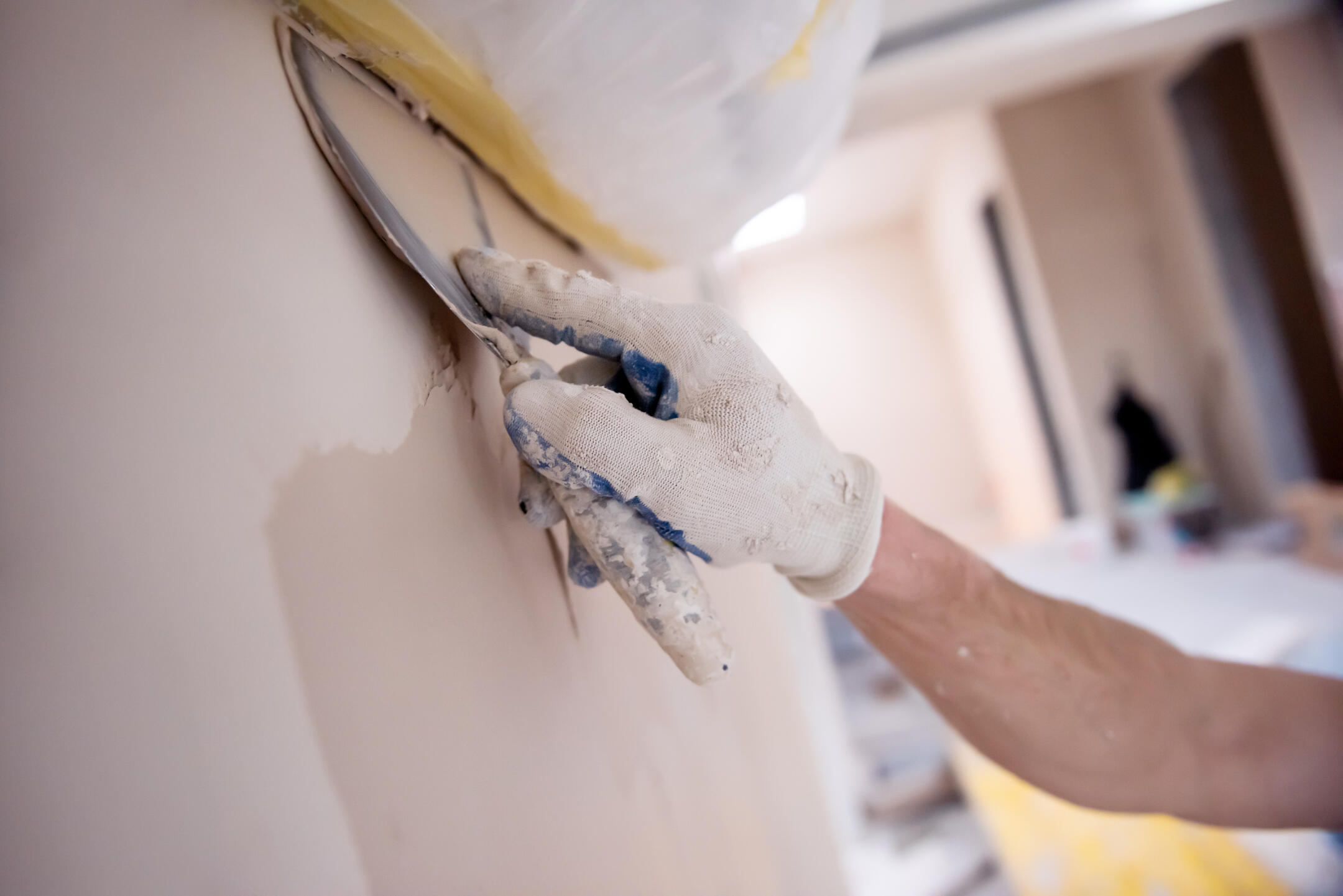 Fresno drywall repair and ceiling resurfacing work in progress